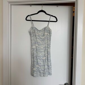 Abercrombie & Fitch blue and white wave pattern mini dress